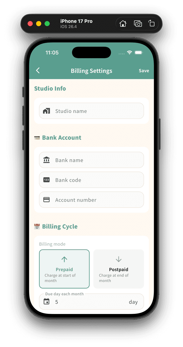 Billing settings